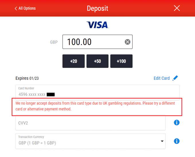 Ladbrokes Revolut Deposit Message