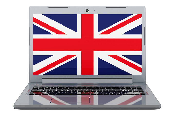 Bendera Inggris di Layar Laptop