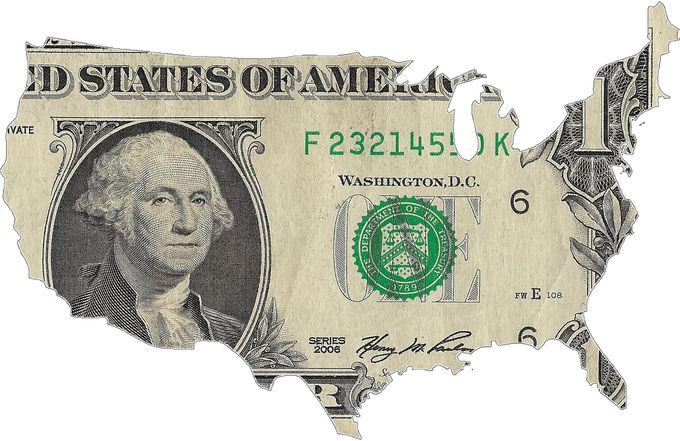 USA Map as a Dollar Bill
