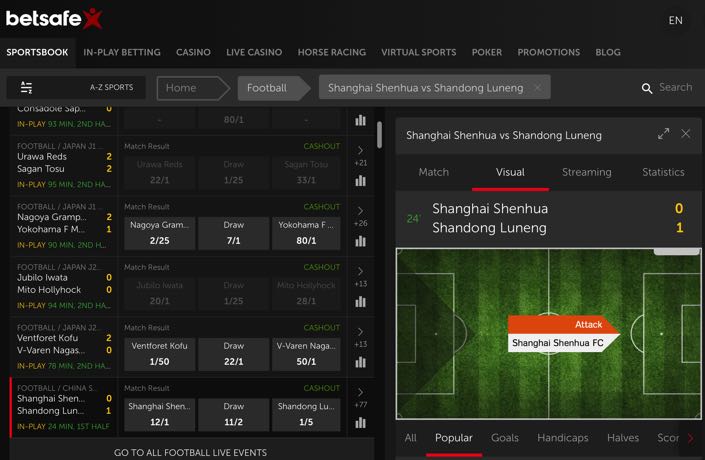 Betsafe In Play feature