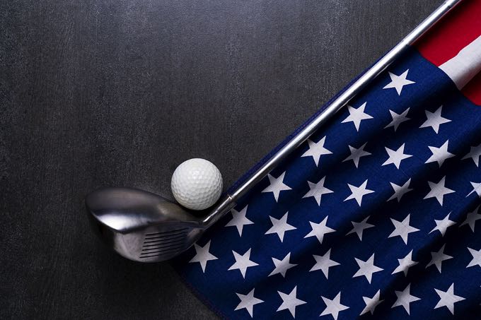 Golf ball with American flag