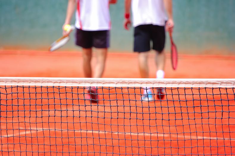 Tennis players on the court